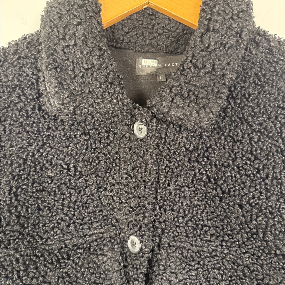 English Factory Oversized Sherpa Shirt Jacket Black Women’s Small - Picture 6 of 8